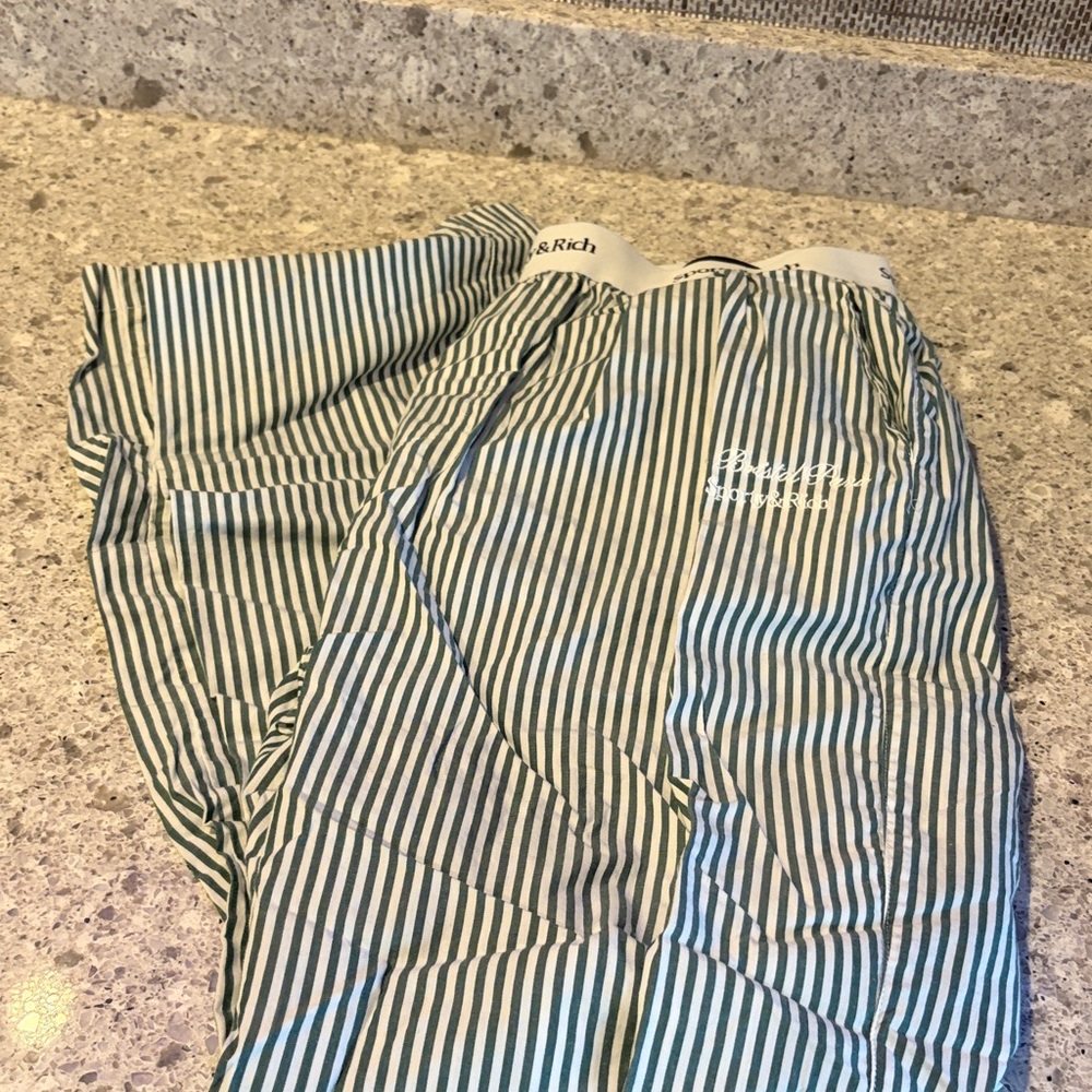 Sporty & Rich The Bristol Paris Green and White Striped Pj Pants
